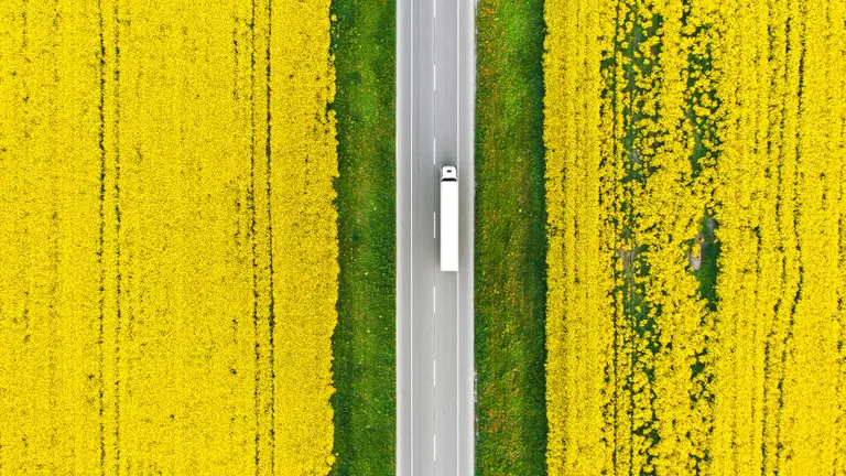 Truck driving from above