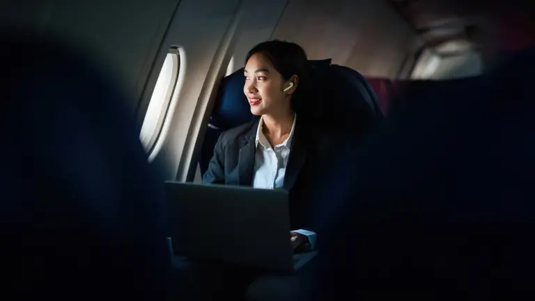 Woman in a plane